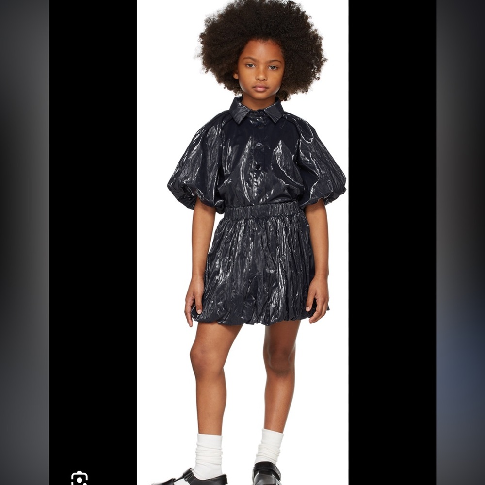 Caroline Bosmans Black Puff Sleeve Skirt Set
